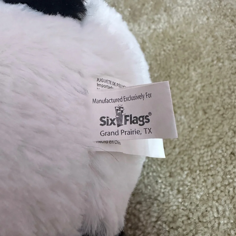Six Flags Panda Plush Stuffed Animal Plastic Eyes 10” Kids Carnival Prize